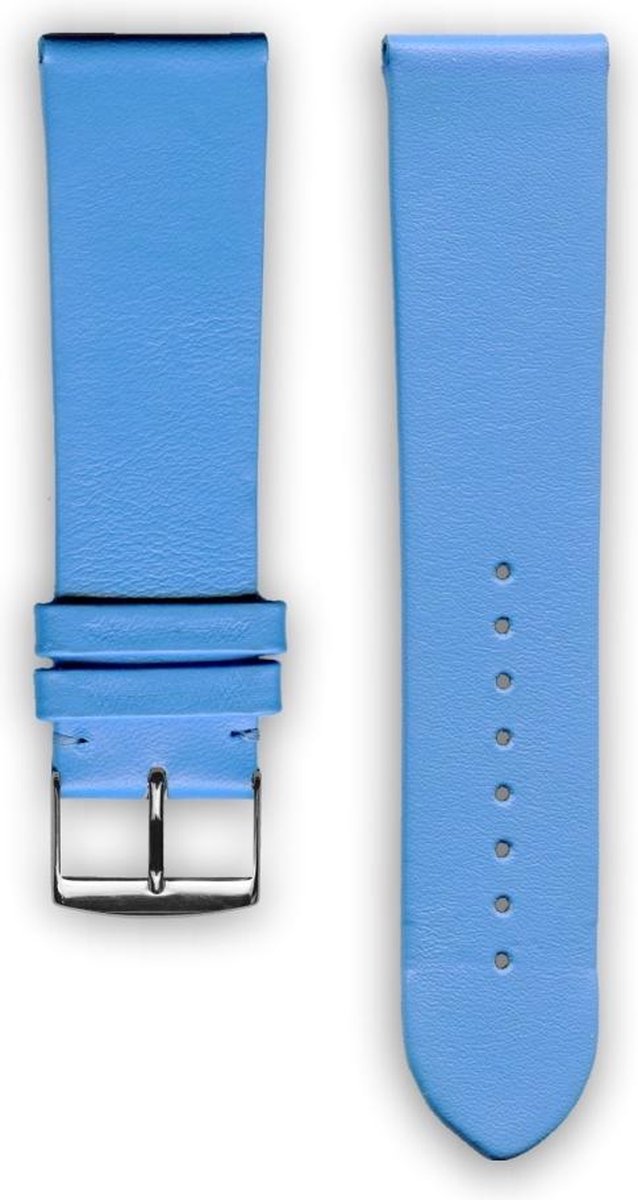 Blauw (hortensia) lederen horlogeband (made in France) Frans leder 22 mm