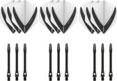 Darts Set - 3 sets - XS100 Vista - Clear - Darts flights - plus 3 sets - aluminium - darts shafts - zwart - medium