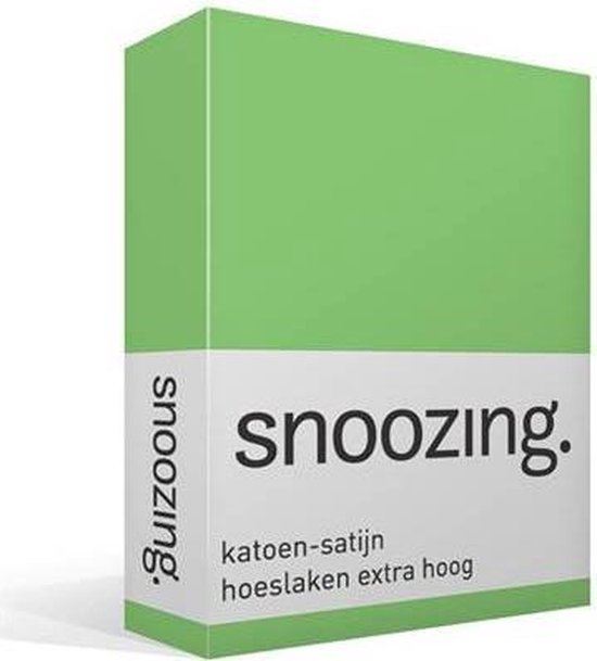 Snoozing - Katoen-satijn - Hoeslaken - Lits-jumeaux - Extra Hoog - 180x210 cm - Lime