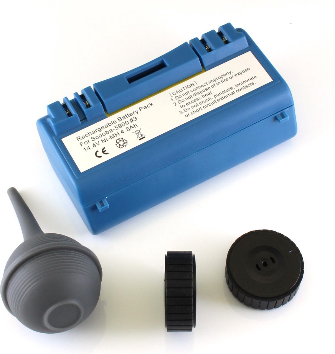 NiMh batterij 4800 mAh voor Scooba (385, 5800, etc) met 2 wieltjes en zuigbol