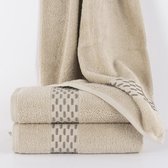Homéé® badlakens Luxor jacquard beige 70x140cm - 100% katoen - set van 3 stuks