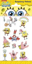 Sponge Bob Tattoos - Tijdelijke Tattoo - Body Glitter - Plak Tattoos - Nep Tattoo - Fake Tattoo - Kinderen - 1 Vel met 12 tattoos