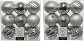 36x stuks kunststof kerstballen zilver 8 cm met luxe afwerking - kerstversiering - Onbreekbare plastic kerstballen