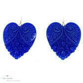Pat's Jewels - Statement Oorbellen - Hart - Resin - Blauw- licht om te dragen
