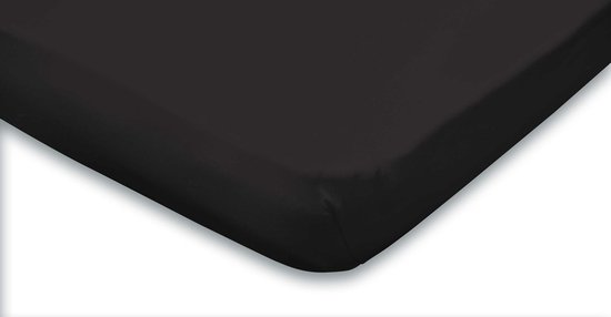 Topper Hoeslaken Jersey Katoen Stretch - zwart 160x210/220cm - Lits Jumeaux