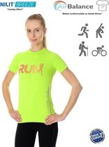 Brubeck Athletic - Air Pro Hardloopshirt / Sportshirt Dames - Nilit® Breeze Cooling Effect - Neon Groen - M