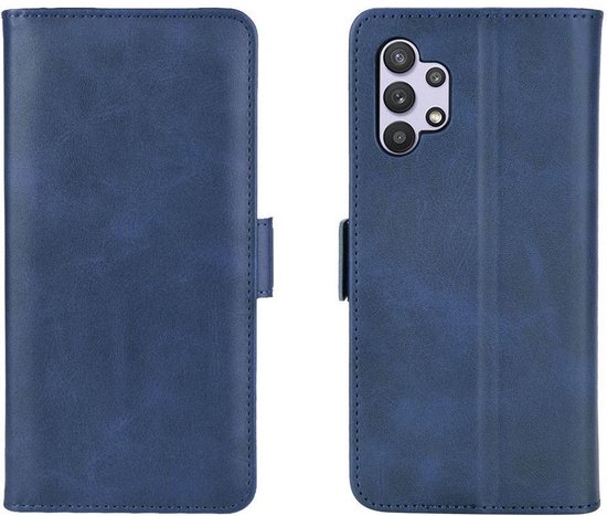 Samsung Galaxy A32 (4G) - hoesje - MobyDefend Luxe Wallet Book Case (Sluiting Zijkant) - Blauw - GSM Hoesje - Telefoonhoesje Geschikt Voor Samsung Galaxy A32 (4G) - MobyDefend