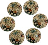 Olifant onderzetters - Onderzetters voor glazen - Tafelaccessoires - Onderzetters - kurk - Coasters - Set van 6 - Onderzetter - Afrikaanse design - Cadeau - Kerstcadeau