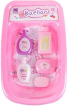 Badkuip voor pop of knuffel | poppenbadje | incl. 6 accessoires: badjas en zeep | roze | 31 x19 x 9 cm | speelgoed