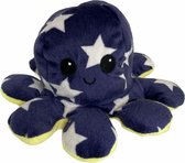 Knuffel Octopus Geel / blauw sterren- Mood Knuffel Omkeerbaar - Reversible Octopus - Octopus Knuffel - Emotie Knuffel - Verwisselbaar - Blij en Boos knuffel