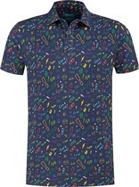 Polo Korte Mouw Print Navy Blauw (7.11.401.406 - 310)