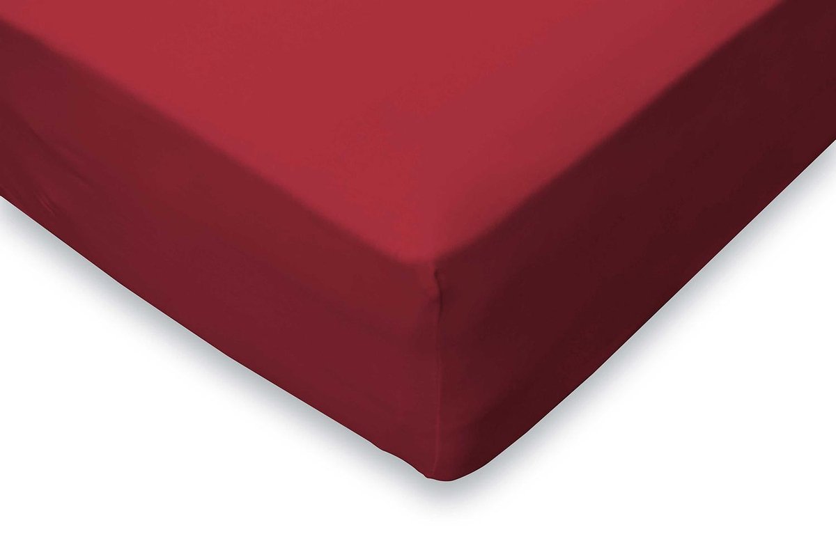 Hoeslaken Jersey Katoen Stretch 35cm Hoge Hoek - rood 200x200cm - Lits Jumeaux