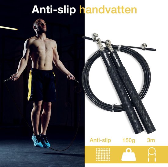 Vivid Green - Professioneel Sport Springtouw met Teller - Touwtje Springen – Volwassenen – Kinderen - Speedrope – Jump Rope - Zwart