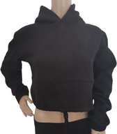 trui - hoodie dames - cropped hoodie - women - medium - black - tops, hoodies, cropped hoodies, crop top, hooded pullover, sweatshirt hoodies cropped hoodie
