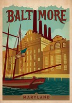 valentijn cadeautje voor hem / Vintage Steden Poster - Baltimore - Wandposter 60 x 40 cm