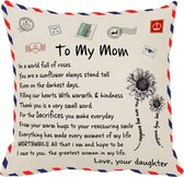 TDR - Sierkussensloop - 45x45 cm  - leuk als cadeau voor dochter naar moeder -  leuk voor moederdag -  "To my mom"