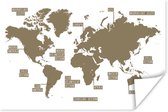 Bruin gekleurde wereldkaart zonder omlijningen Poster | Wereldkaart Poster 120x80 cm