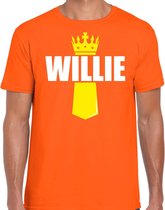 Koningsdag t-shirt Willie met kroontje oranje - heren - Kingsday outfit / kleding / shirt L