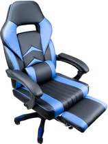 Nifty Living - Bureaustoel - met voetsteun - kunstleer - zwart/blauw