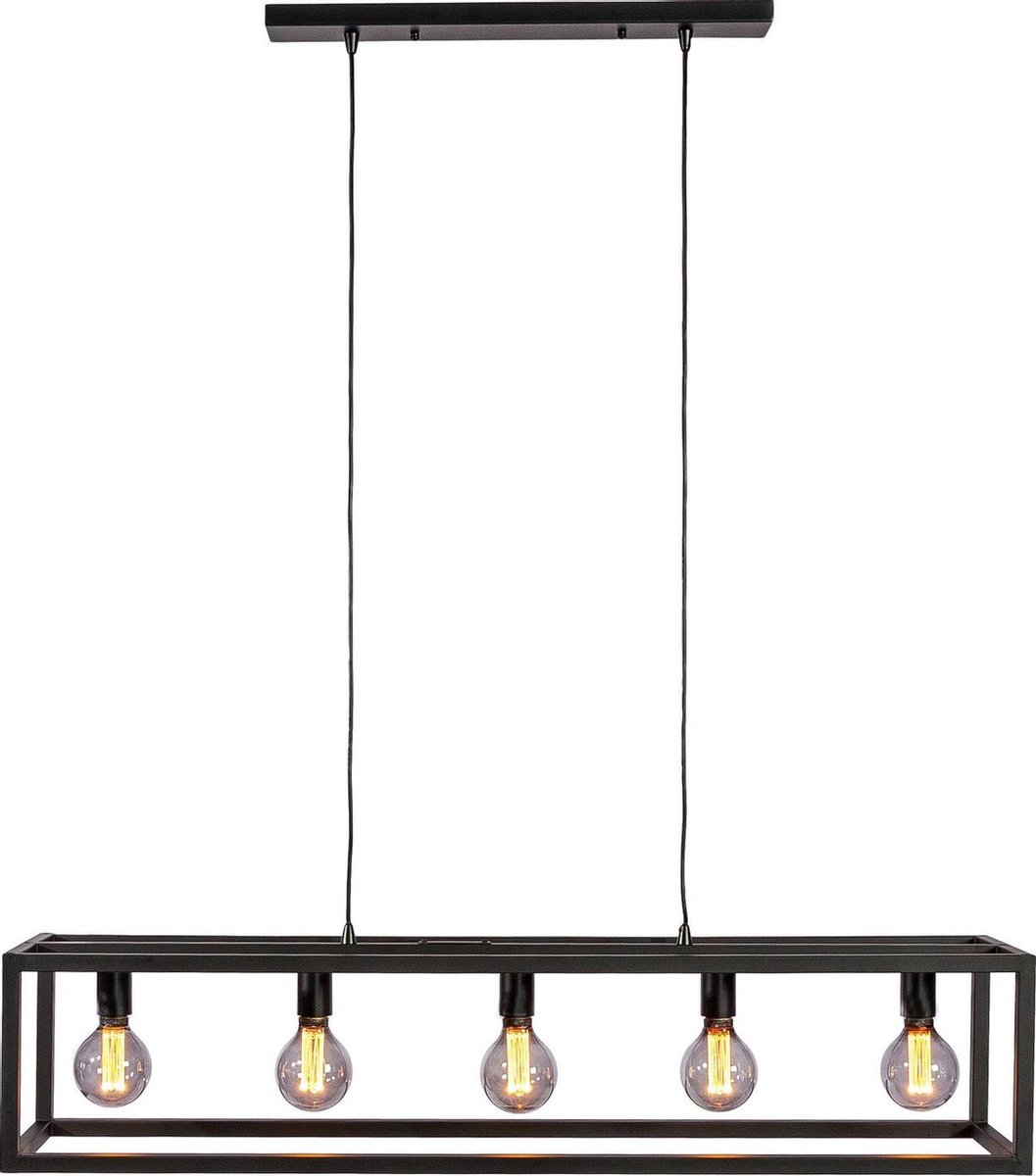 Cage - Hanglamp - stalen frame - zwart - 5-lichts