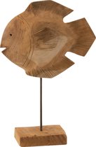 J-Line Vis Op Voet Teak Hout Naturel Large