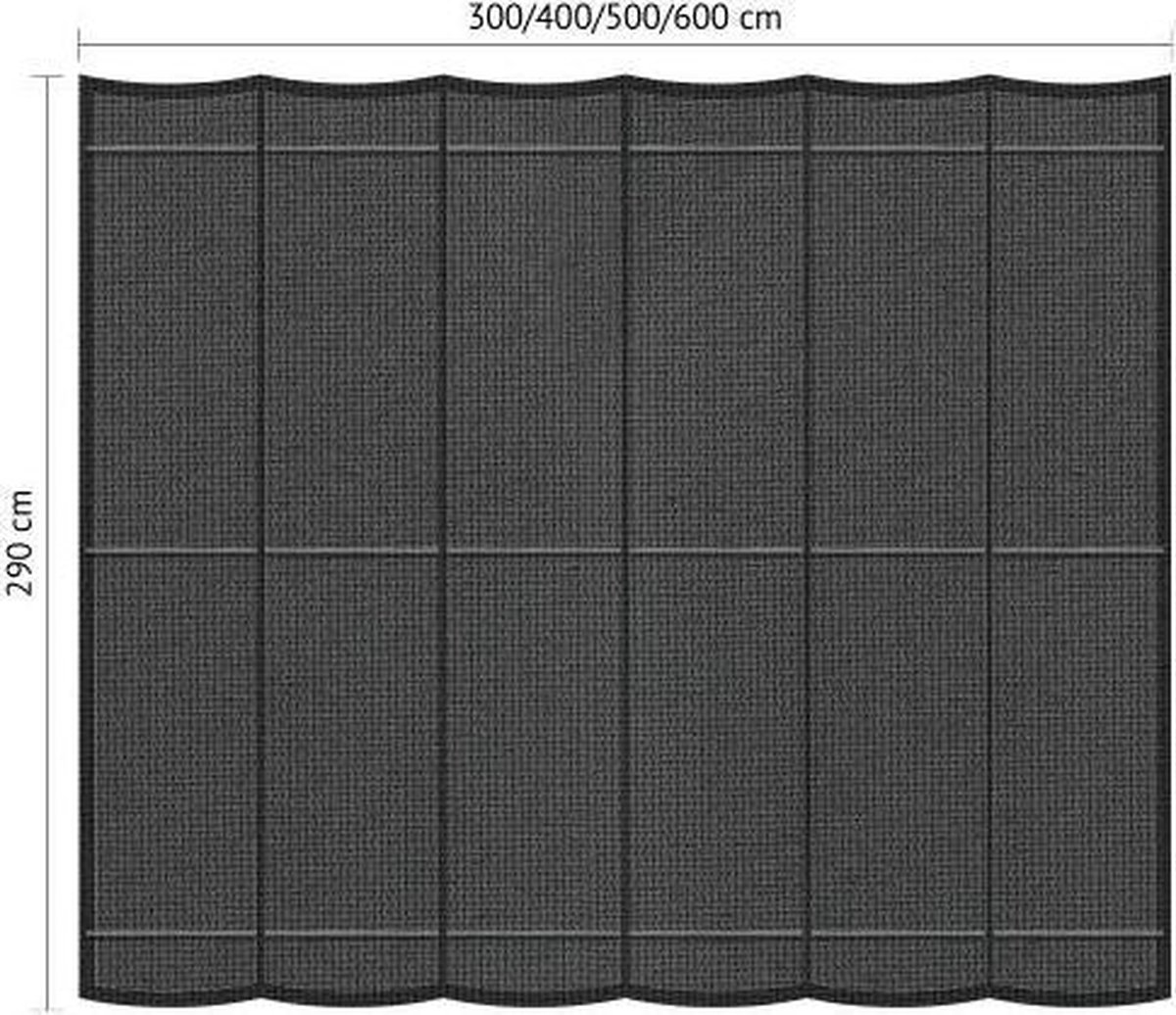 Shadow Comfort® - Harmonicadoeken incl. bevestigingsset - 600 cm x 290 cm - Carbon Black - Harmonica - Geschikt voor pergola - Pergola doek