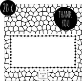 20x Bedankkaartje / Bedankt kaartjes / Thank You kaartje | 13,5 x 13,5 cm | mozaïek print | zwart & wit