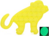 Dielay - Pop It - Fidget Toy - 15 cm - Geel Aap - Glow in the Dark