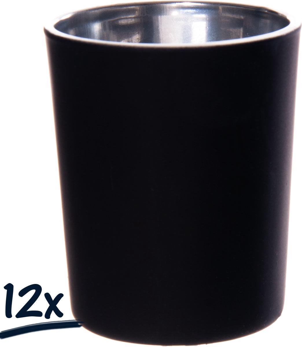 Set van 12 Gekleurde Theelichthouders van Glas - 7 cm - Waxinekaars Houder