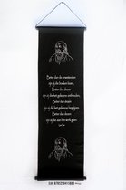 Lao Tse - Wanddoek - Wandkleed - Wanddecoratie - Muurdecoratie - Spreuken - Meditatie - Filosofie - Spiritualiteit - Zwart Doek - Witte Tekst - 122 x 35 cm.