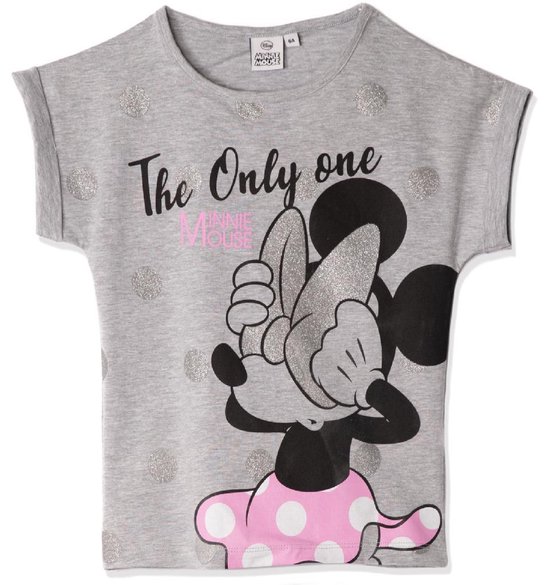 Disney Minnie Mouse T-shirt -The only one  - grijs - maat 104 (4 jaar)