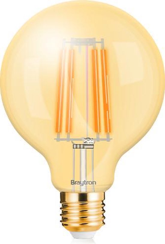 bericht verklaren biografie BRAYTRON-LED LAMP-WARM WHITE-ADVANCE-6W-E27-G125-2200K-ENERGY BESPAREND- SFEERLAMP-GLAS | bol.com