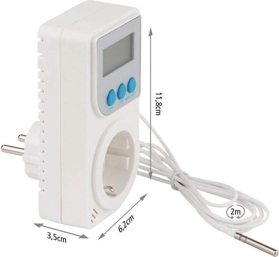 Universele Thermostaat met Stopcontact| Incl. Externe Voeler / Sensor |  Plug-in... | bol.com