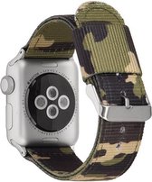 Geschikt voor Apple Watch bandje 42 / 44 / 45 mm - Series 1 2 3 4 5 6 7 SE - Smartwatch iWatch horloge band - 42mm 44mm 45mm - Fungus - Nylon - Groen - Army