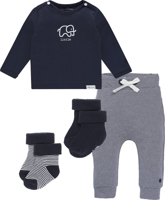 Noppies SET (4delig) Blauwe Broek, shirt en 2 paar sokjes - Maat 74