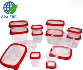 Deuba 24-delige Set Vershoudbakjes met Deksel BPA-vrij met Ventiel - Rood