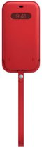 Apple Hoesje Met Koord Geschikt voor iPhone 12 Pro Max - Apple Leather Sleeve smartphone - rood