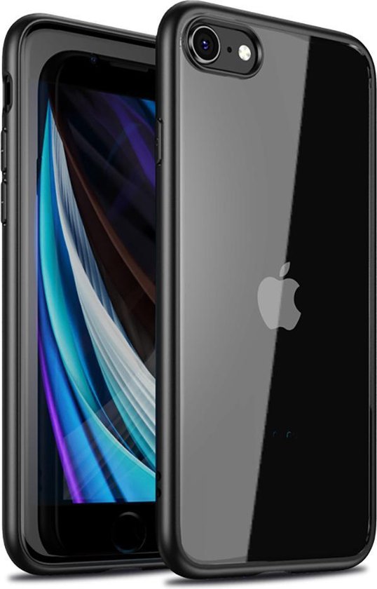 Bumper geschikt voor Apple iPhone 7 / 8 / SE 2020 / SE 2022 Hoesje Zwart x  Transparant... | bol.com