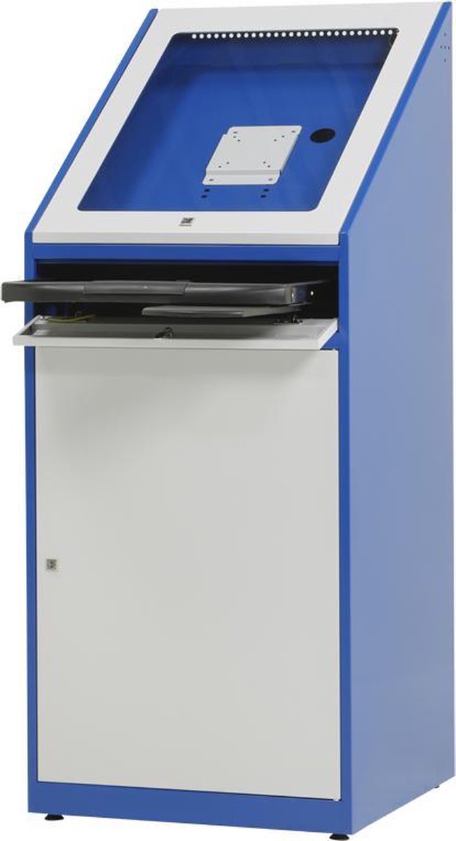 Metalen computerkast werkplaats | Blauw/grijs | 154,5x64x63,5 cm (HxBxD) | ventilator en ventilatierooster | CKP-104