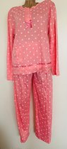 Dames capri pyjamaset doorknoop 2298 met bloemenprint M roze