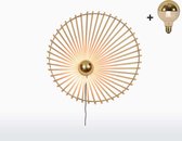 Wandlamp - BROMO - Naturel Bamboe - Asymmetrisch - Large (60x13cm) - Met LED-lamp