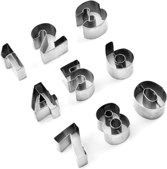 uitsteekvorm cijfers - koekjes uitstekers - rvs uitsteekvormen - koekjes  vormen -... | bol.com