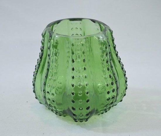 Waxinelichthouder groen glas, 11 x Ø 11 cm | bol.com