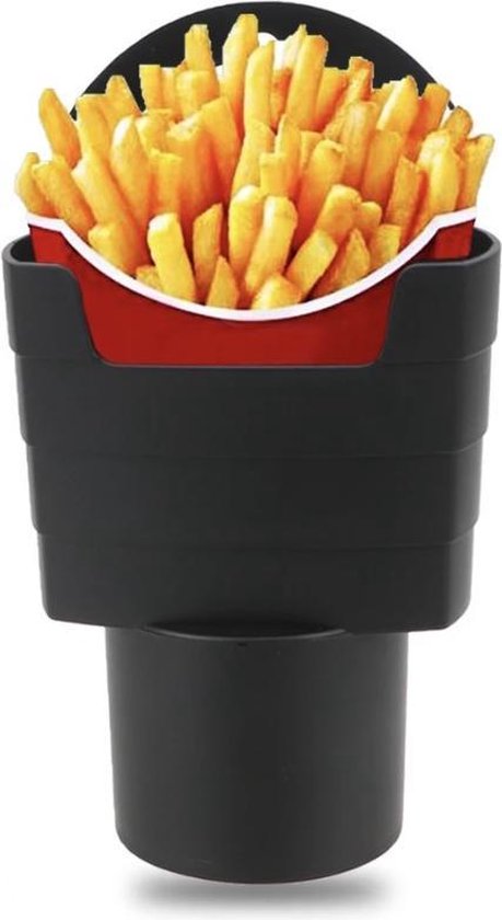 Patat houder auto - friet - Auto houder - snack houder - car fries holder - Zwart - JvB