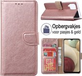 Samsung Galaxy A12 Book Case - Bookstyle Cover - Portemonnee Hoesje - Galaxy A12 (5G) Hoesje - ROZE GOUD - EPICMOBILE