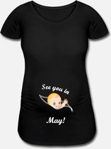 Zwangerschaps T-Shirt - See you in May - maat L