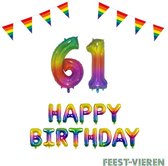 61 jaar Verjaardag Versiering Pakket Regenboog