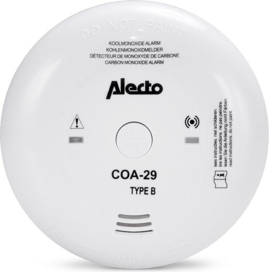 Alecto COA-29-7 Koolmonoxidemelder - 7 jaar batterij en sensor - Voldoet aan Europese norm EN50291 - Wit