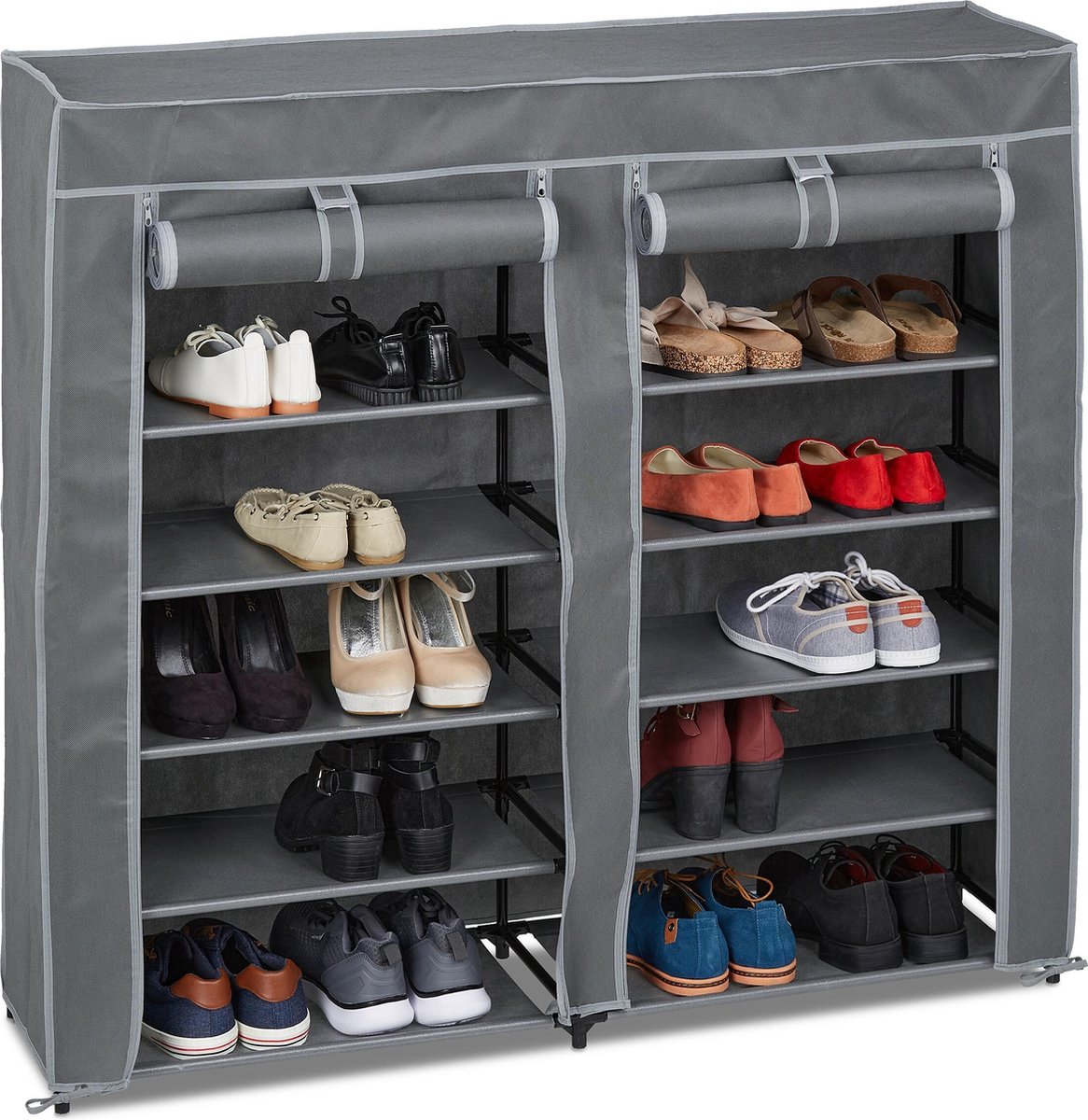 XL schoenenkast DETROIT-01 voor 48 paar schoenen, hoogglans wit, B x H