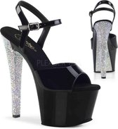 Pleaser - SKY-309CHRS Sandaal met enkelband, Paaldans schoenen - Paaldans schoenen - 39 Shoes - Zwart/Zilverkleurig